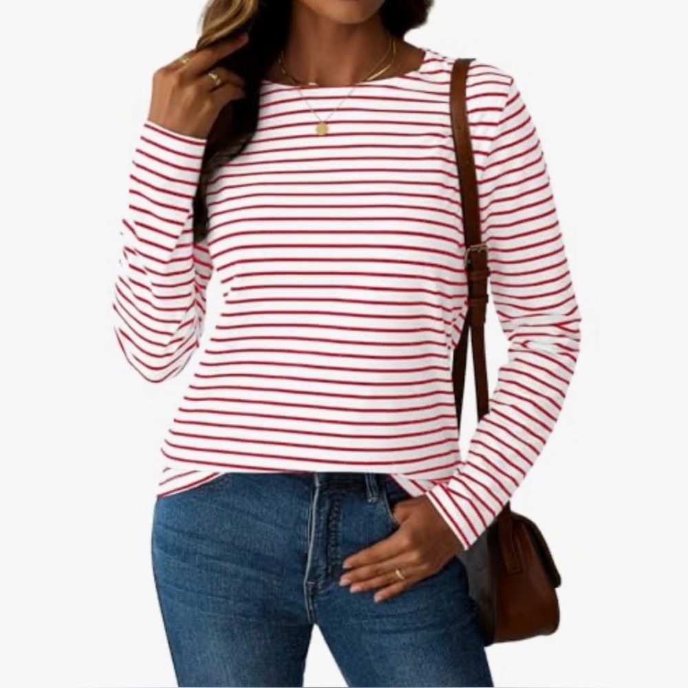 Amazon Red Striped Long-Sleeved Shirt